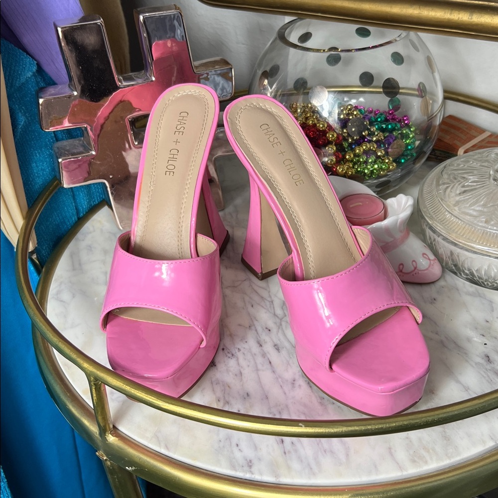 Chase + Chloe Vibrant Pink Open-Toe Platforms